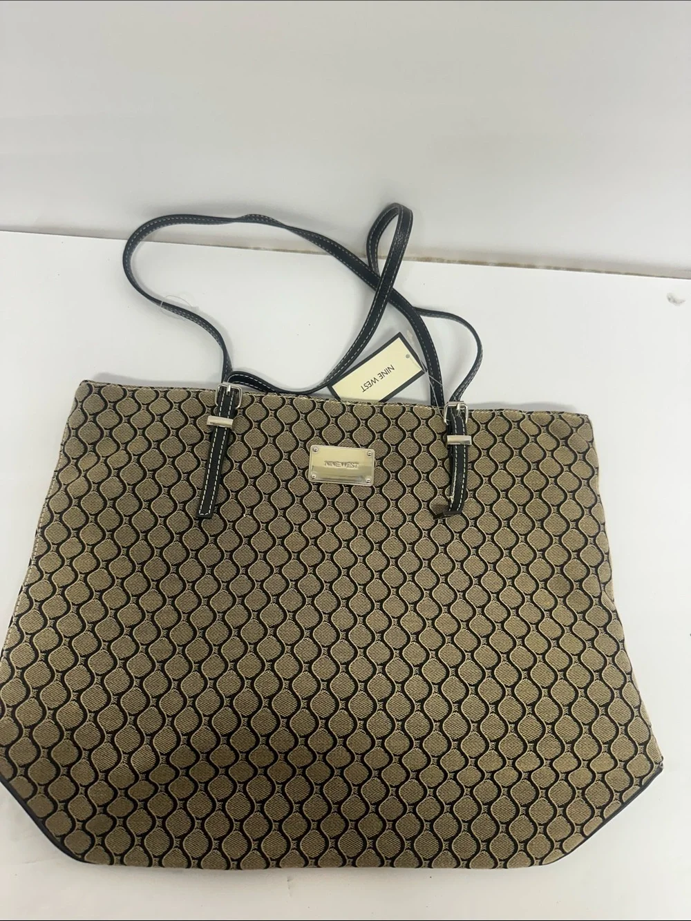 Nine West Tan and Black Geometric Tote